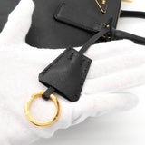 プラダ ガレリア トライアングルロゴ サフィアーノ 2way ハンドバッグ ショルダーバッグ ブラック