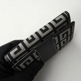 ジバンシィ ヴィンテージ Gロゴ キャンバス / レザー 二つ折り財布 グレー / ブラック 箱付き