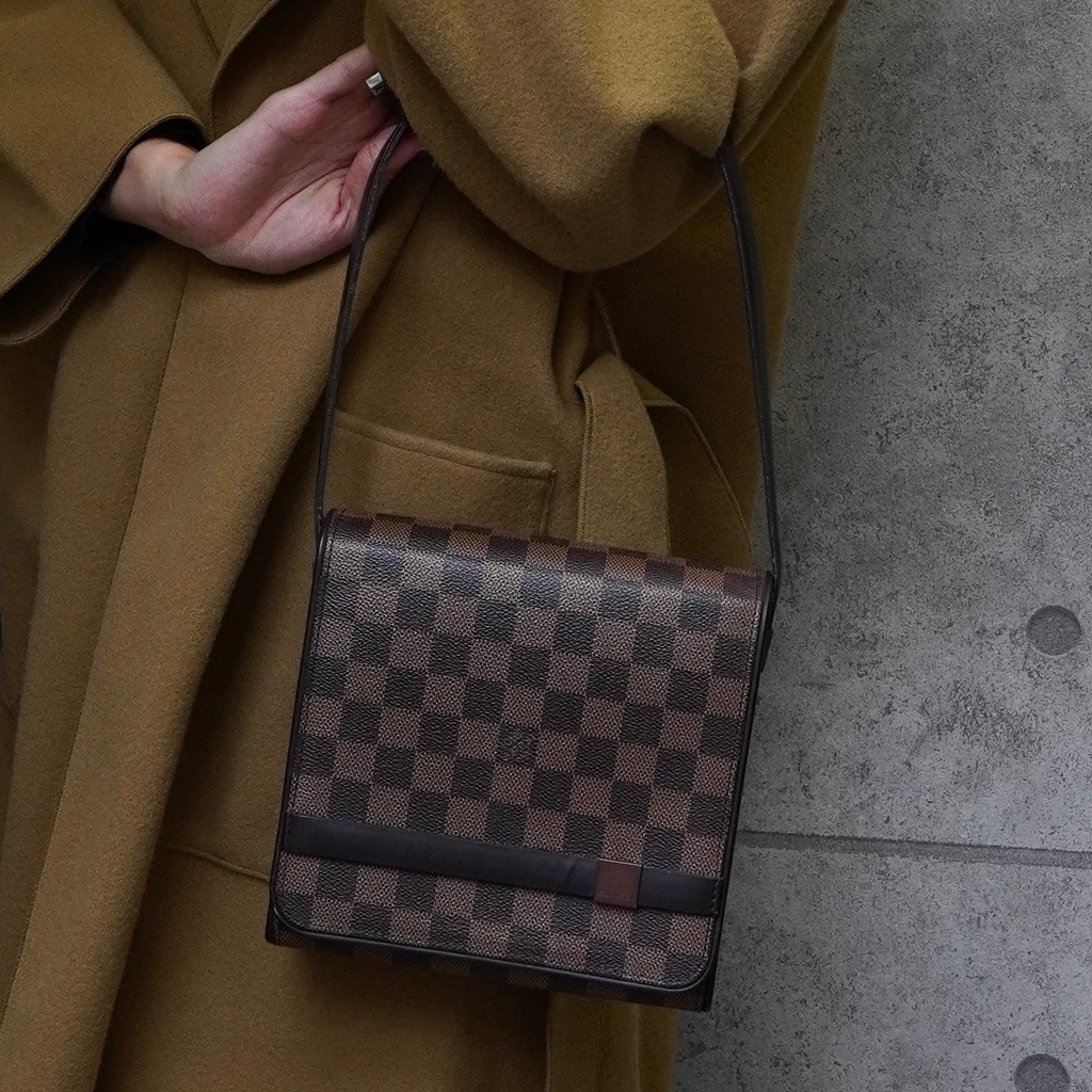 ルイ・ヴィトン ダミエ トライベッカ・ミニ レザー ハンドバッグ ワンショルダーバッグ ブラウン N51162