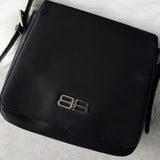 バレンシアガ BBロゴ ナイロン / レザー ワンショルダーバッグ ハンドバッグ ブラック