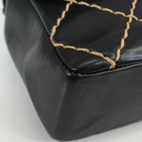 シャネル ココマーク ワイルドステッチ カーフスキン 2way チェーンショルダーバッグ ハンドバッグ ブラック - NEWSED