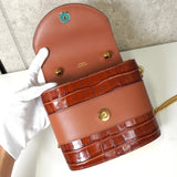 クロエ アビーロック 型押しクロコ レザー 2way ハンドバッグ チェーン ショルダーバッグ ブラウン - NEWSED