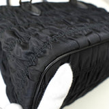 プラダ ロゴ ギャザー テスート ポコノ ナイロン 2way ハンドバッグ ショルダーバッグ ブラック - NEWSED