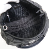 プラダ テスート ポコノ ナイロン トライアングルロゴ ギャザー 2way ハンドバッグ ショルダーバッグ ブラック - NEWSED