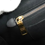 プラダ カナパ ビジュー キャンバス 2way ハンドバッグ ショルダーバッグ ブラック - NEWSED