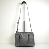 プラダ ガレリア サフィアーノレザー 2way ハンドバッグ ショルダーバッグ グレー - NEWSED