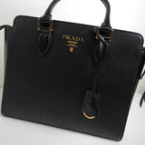 プラダ サフィアーノ レザー 2way ハンドバッグ ショルダーバッグ ブラック - NEWSED