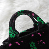 プラダ カナパ パイル 花柄 2way ハンドバッグ ショルダーバッグ ブラック - NEWSED