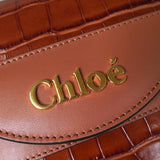 クロエ アビーロック 型押しクロコ レザー 2way ハンドバッグ チェーン ショルダーバッグ ブラウン - NEWSED