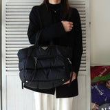 プラダ ナイロン キルティング 2way ハンドバッグ ショルダーバッグ トライアングルロゴ ブラック - NEWSED