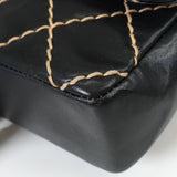 シャネル ココマーク ワイルドステッチ カーフスキン 2way チェーンショルダーバッグ ハンドバッグ ブラック - NEWSED