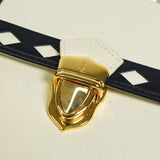 イヴ サンローラン ダイヤカット レザー 自立型 2way ミニ ハンドバッグ ショルダーバッグ ホワイト / ブラック レディース - NEWSED