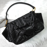 プラダ レザー リボン 2way ハンドバッグ ショルダーバッグ ブラック ギャランティーカード付き - NEWSED