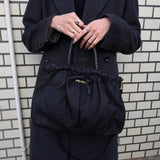 プラダ テスート ポコノ ナイロン/レザー 編み上げハンドル リボン ギャザー 2way ハンドバッグ ショルダーバッグ ブラック - NEWSED