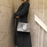 プラダ ガレリア サフィアーノレザー 2way ハンドバッグ ショルダーバッグ グレー - NEWSED