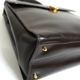 ロエベ ケリー型 自立型 2way レザー ハンドバッグ ショルダーバッグ ブラウン - NEWSED