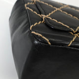 シャネル ココマーク ワイルドステッチ カーフスキン 2way チェーンショルダーバッグ ハンドバッグ ブラック - NEWSED