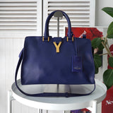 イヴサンローラン プチカバス レザー 2WAY ハンドバッグ ショルダーバッグ バッグ ブルー - NEWSED