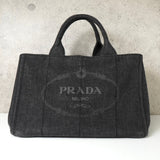 プラダ カナパ デニム 2way ハンドバッグ ショルダーバッグ グレー - NEWSED