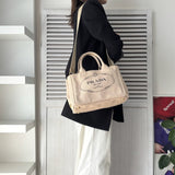 プラダ カナパ キャンバス 2way ハンドバッグ ショルダーバッグ ベージュ ギャランティーカード付き - NEWSED