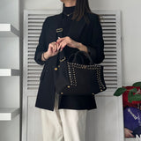 プラダ カナパ ビジュー キャンバス 2way ハンドバッグ ショルダーバッグ ブラック - NEWSED