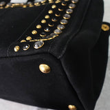 プラダ カナパ ビジュー キャンバス 2way ハンドバッグ ショルダーバッグ ブラック - NEWSED