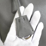 プラダ ガレリア サフィアーノレザー 2way ハンドバッグ ショルダーバッグ グレー - NEWSED