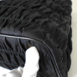 プラダ ロゴ ギャザー テスート ポコノ ナイロン 2way ハンドバッグ ショルダーバッグ ブラック - NEWSED