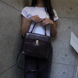 ロエベ ケリー型 自立型 2way レザー ハンドバッグ ショルダーバッグ ブラウン - NEWSED