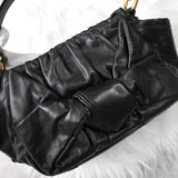 プラダ レザー リボン 2way ハンドバッグ ショルダーバッグ ブラック ギャランティーカード付き - NEWSED