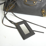 バレンシアガ メタリック エッジ シティ レザー 2way ハンドバッグ ショルダーバッグ グレー - NEWSED