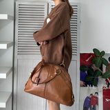 イヴ サンローラン ヴィンテージ 2way トートバッグ ハンドバッグ ショルダーバッグ キャメル - NEWSED