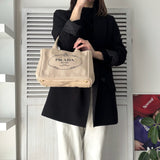 プラダ カナパ キャンバス 2way ハンドバッグ ショルダーバッグ ベージュ ギャランティーカード付き - NEWSED