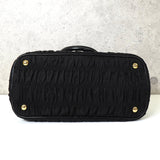 プラダ ロゴ ギャザー テスート ポコノ ナイロン 2way ハンドバッグ ショルダーバッグ ブラック - NEWSED