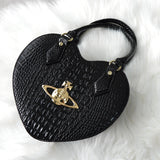 ヴィヴィアン ウエストウッド オーブ ハート型 クロコ エナメル 2way ハンドバッグ ショルダーバッグ ブラック 保存袋付き - NEWSED