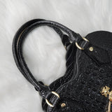 ヴィヴィアン ウエストウッド オーブ ハート型 クロコ エナメル 2way ハンドバッグ ショルダーバッグ ブラック 保存袋付き - NEWSED