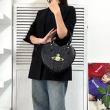 ヴィヴィアン ウエストウッド オーブ ハート型 クロコ エナメル 2way ハンドバッグ ショルダーバッグ ブラック 保存袋付き - NEWSED