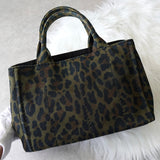 プラダ カナパ キャンバス ミリタリー柄 レオパード 2way ハンドバッグ / ショルダーバッグ カーキ - NEWSED