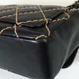 シャネル ココマーク ワイルドステッチ カーフスキン 2way チェーンショルダーバッグ ハンドバッグ ブラック - NEWSED