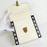 イヴ サンローラン ダイヤカット レザー 自立型 2way ミニ ハンドバッグ ショルダーバッグ ホワイト / ブラック レディース - NEWSED