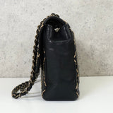 シャネル ココマーク ワイルドステッチ カーフスキン 2way チェーンショルダーバッグ ハンドバッグ ブラック - NEWSED