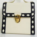 イヴ サンローラン ダイヤカット レザー 自立型 2way ミニ ハンドバッグ ショルダーバッグ ホワイト / ブラック レディース - NEWSED