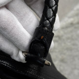 プラダ ヴィッテロダイノレザー 2way ハンドバッグ ショルダーバッグ 編み込みハンドル ブラック - NEWSED