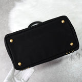 プラダ カナパ ビジュー キャンバス 2way ハンドバッグ ショルダーバッグ ブラック - NEWSED