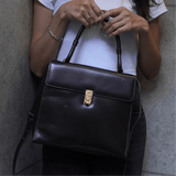 ロエベ ケリー型 自立型 2way レザー ハンドバッグ ショルダーバッグ ブラウン - NEWSED