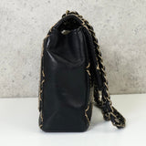 シャネル ココマーク ワイルドステッチ カーフスキン 2way チェーンショルダーバッグ ハンドバッグ ブラック - NEWSED