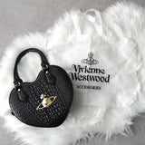 ヴィヴィアン ウエストウッド オーブ ハート型 クロコ エナメル 2way ハンドバッグ ショルダーバッグ ブラック 保存袋付き - NEWSED