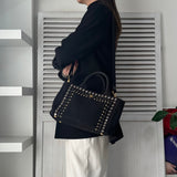 プラダ カナパ ビジュー キャンバス 2way ハンドバッグ ショルダーバッグ ブラック - NEWSED