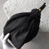 プラダ テスート ポコノ ナイロン/レザー 編み上げハンドル リボン ギャザー 2way ハンドバッグ ショルダーバッグ ブラック - NEWSED