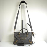 バレンシアガ メタリック エッジ シティ レザー 2way ハンドバッグ ショルダーバッグ グレー - NEWSED